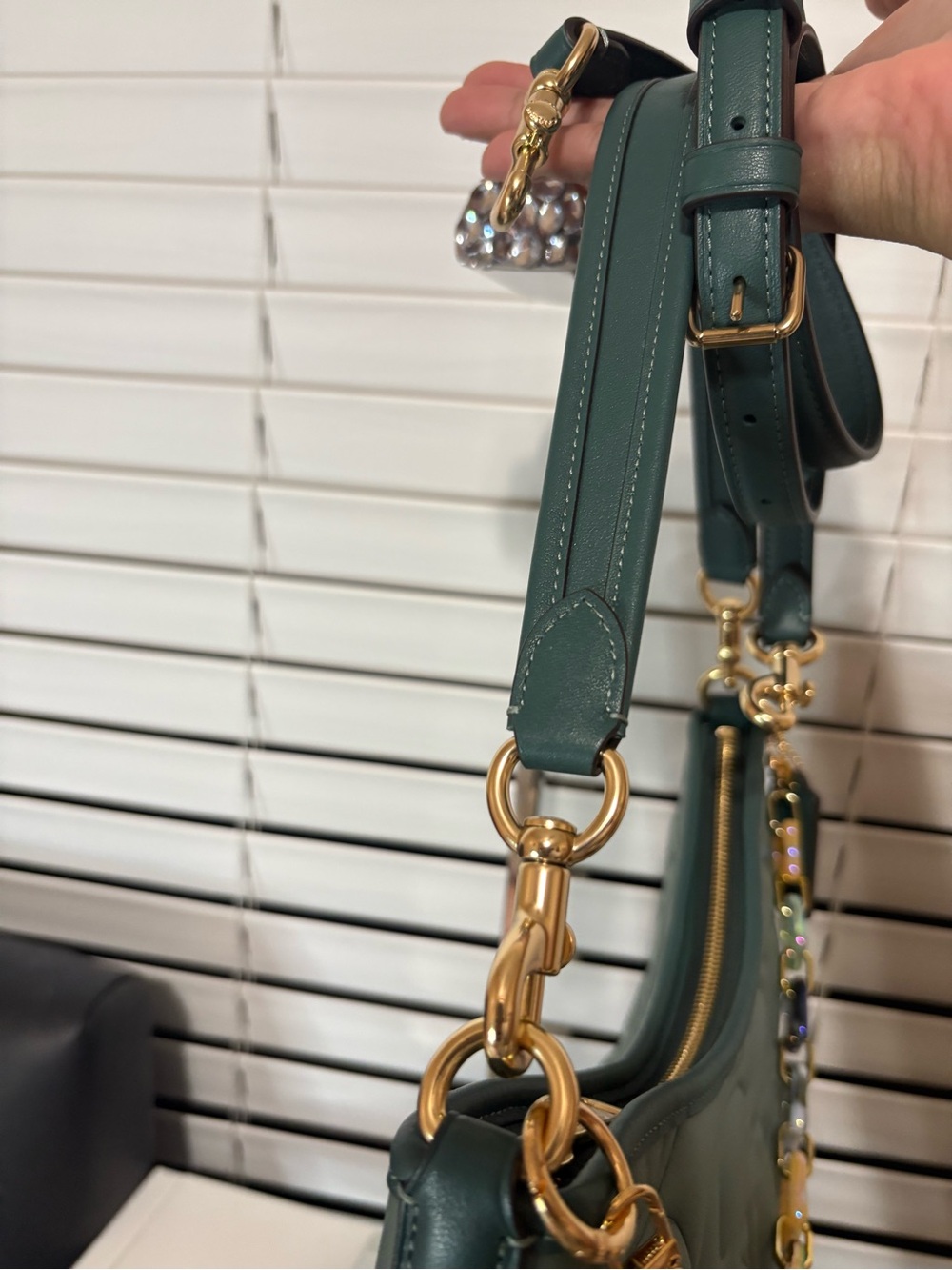 COACH Laurel Shoulder Bag Signature Leather Bag and Wallet Sage Green - Picture 4 of 14